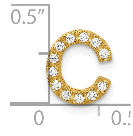 10K Yellow Gold  Diamond Letter C Initial Charm
