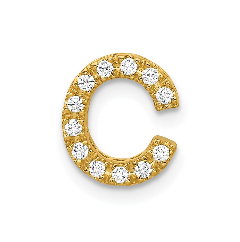 10K Yellow Gold  Diamond Letter C Initial Charm