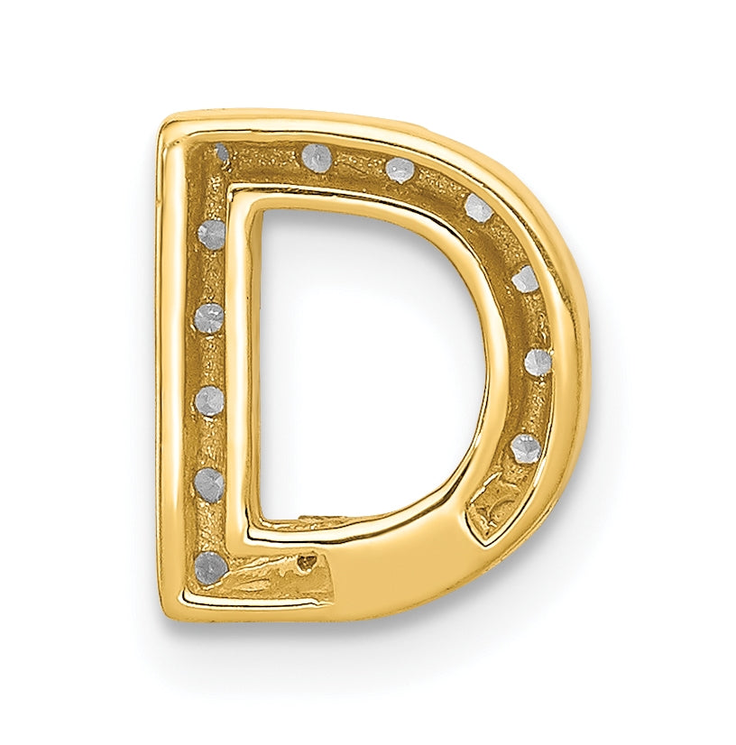 10K Yellow Gold  Diamond Letter D Initial Charm