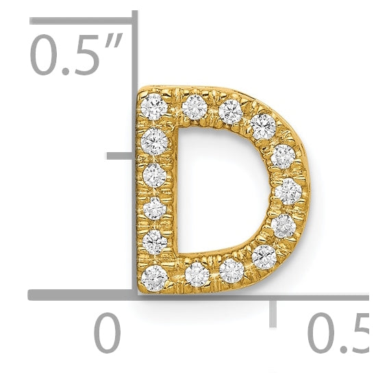 10K Yellow Gold  Diamond Letter D Initial Charm