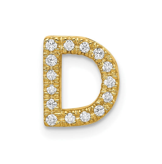 10K Yellow Gold  Diamond Letter D Initial Charm