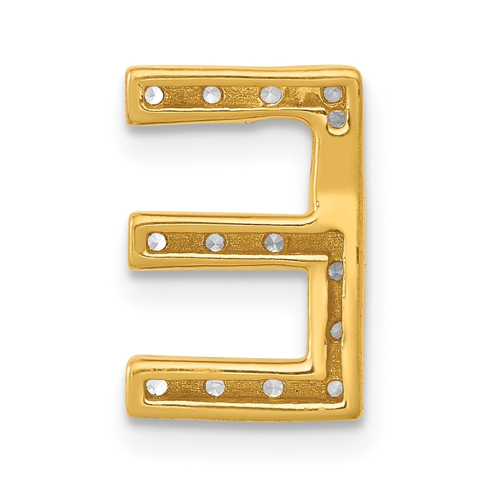 10K Yellow Gold  Diamond Letter E Initial Charm
