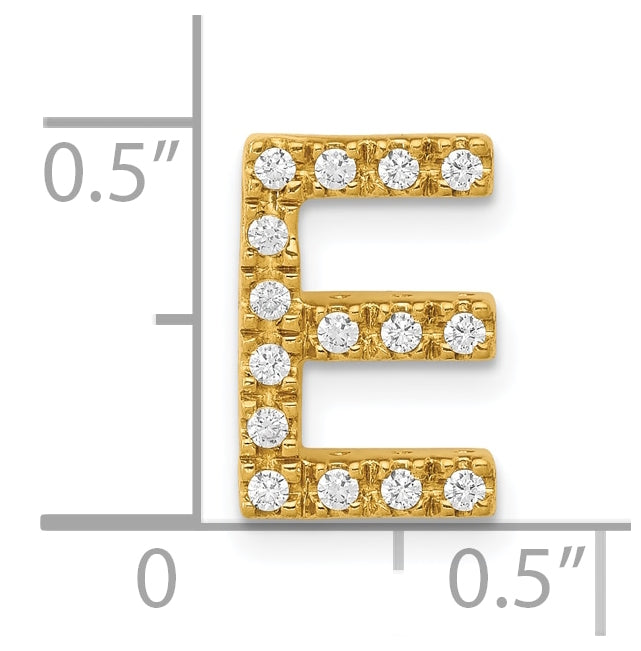 10K Yellow Gold  Diamond Letter E Initial Charm