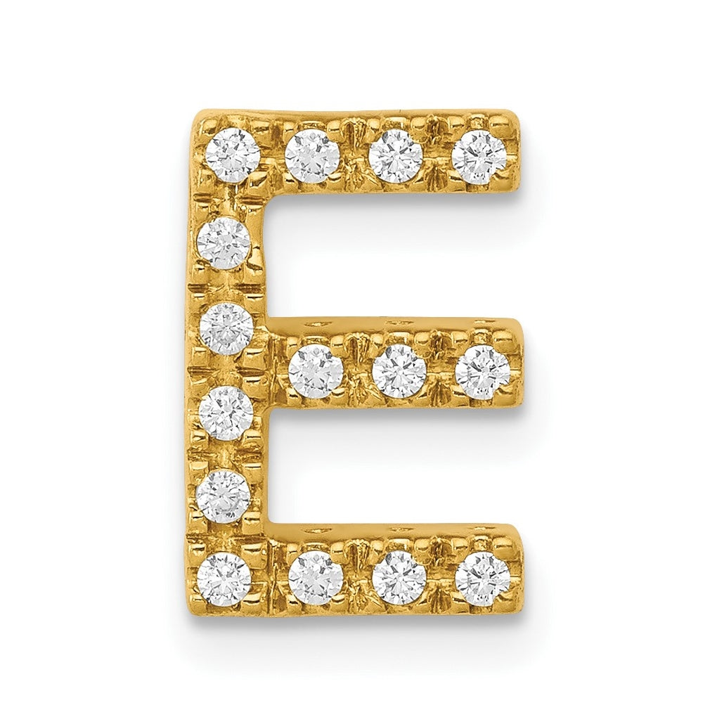10K Yellow Gold  Diamond Letter E Initial Charm