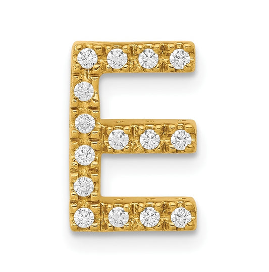 10K Yellow Gold  Diamond Letter E Initial Charm