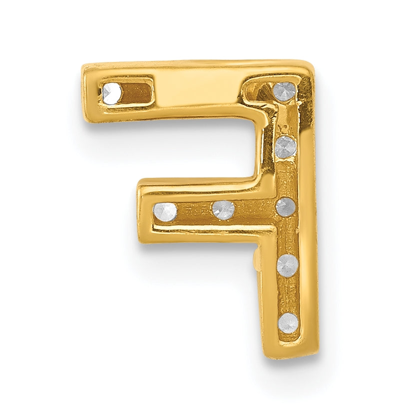 10K Yellow Gold  Diamond Letter F Initial Charm