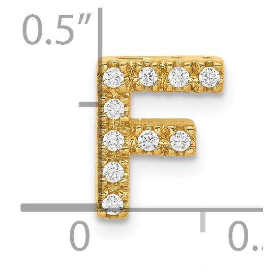 10K Yellow Gold  Diamond Letter F Initial Charm