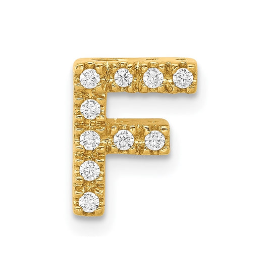 10K Yellow Gold  Diamond Letter F Initial Charm