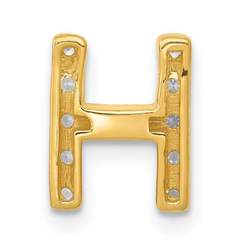 10K Yellow Gold  Diamond Letter H Initial Charm