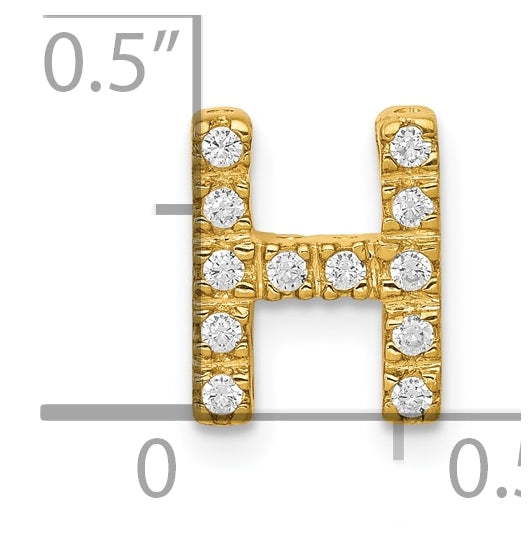 10K Yellow Gold  Diamond Letter H Initial Charm
