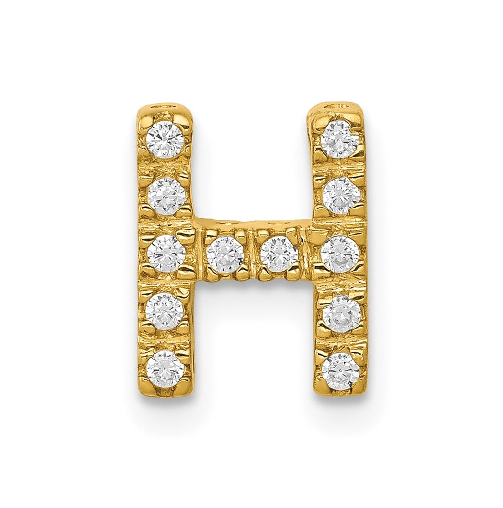 10K Yellow Gold  Diamond Letter H Initial Charm