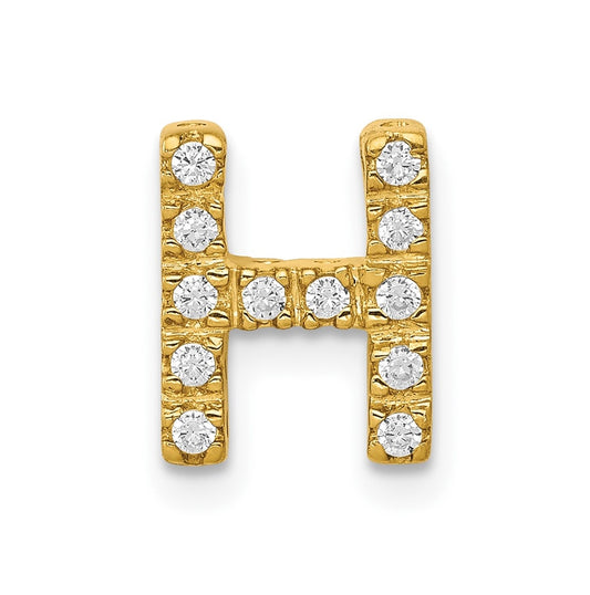 10K Yellow Gold  Diamond Letter H Initial Charm