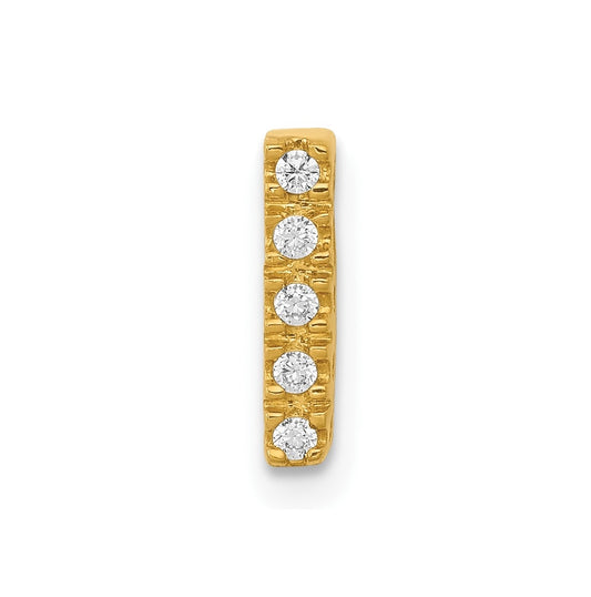 10K Yellow Gold  Diamond Letter I Initial Charm