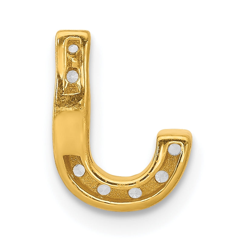 10K Yellow Gold  Diamond Letter J Initial Charm