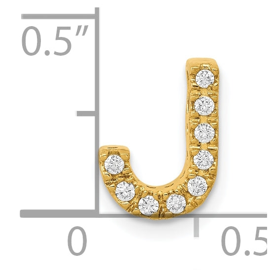 10K Yellow Gold  Diamond Letter J Initial Charm