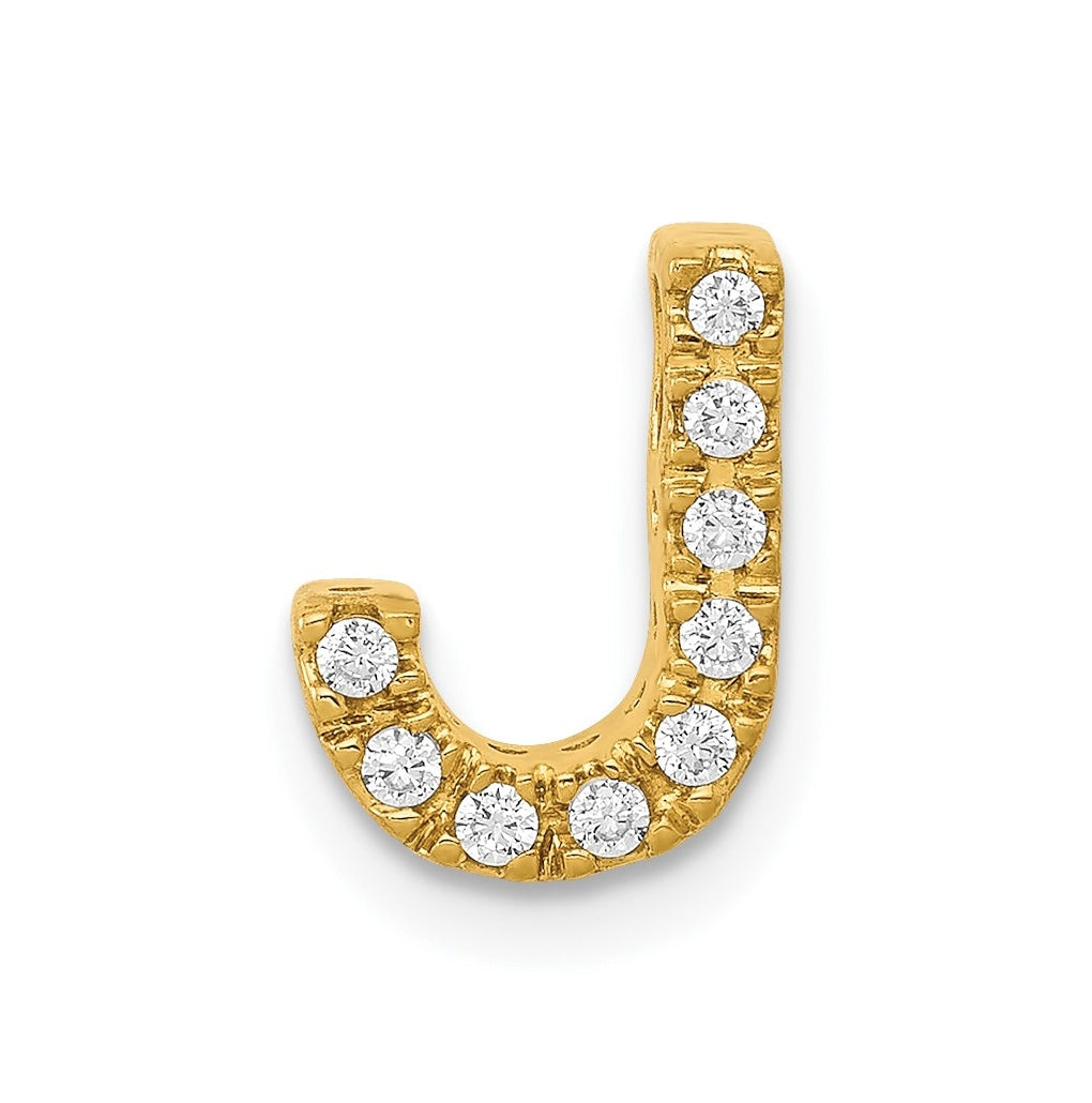 10K Yellow Gold  Diamond Letter J Initial Charm