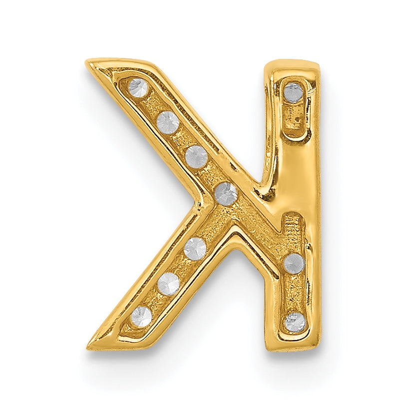 10K Yellow Gold  Diamond Letter K  Initial Charm