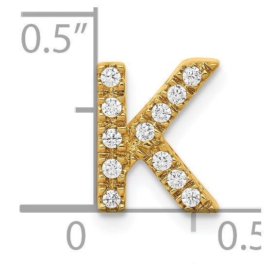 10K Yellow Gold  Diamond Letter K  Initial Charm