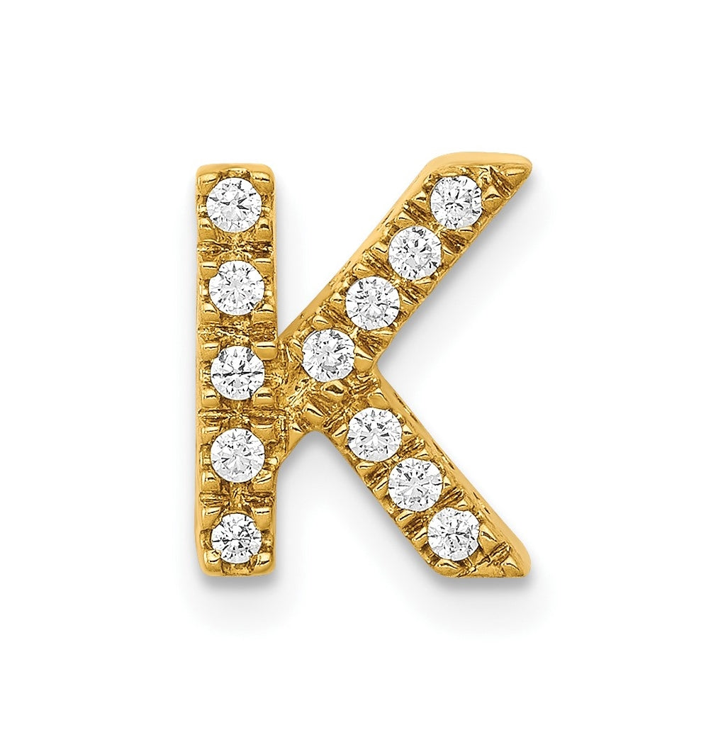 10K Yellow Gold  Diamond Letter K  Initial Charm