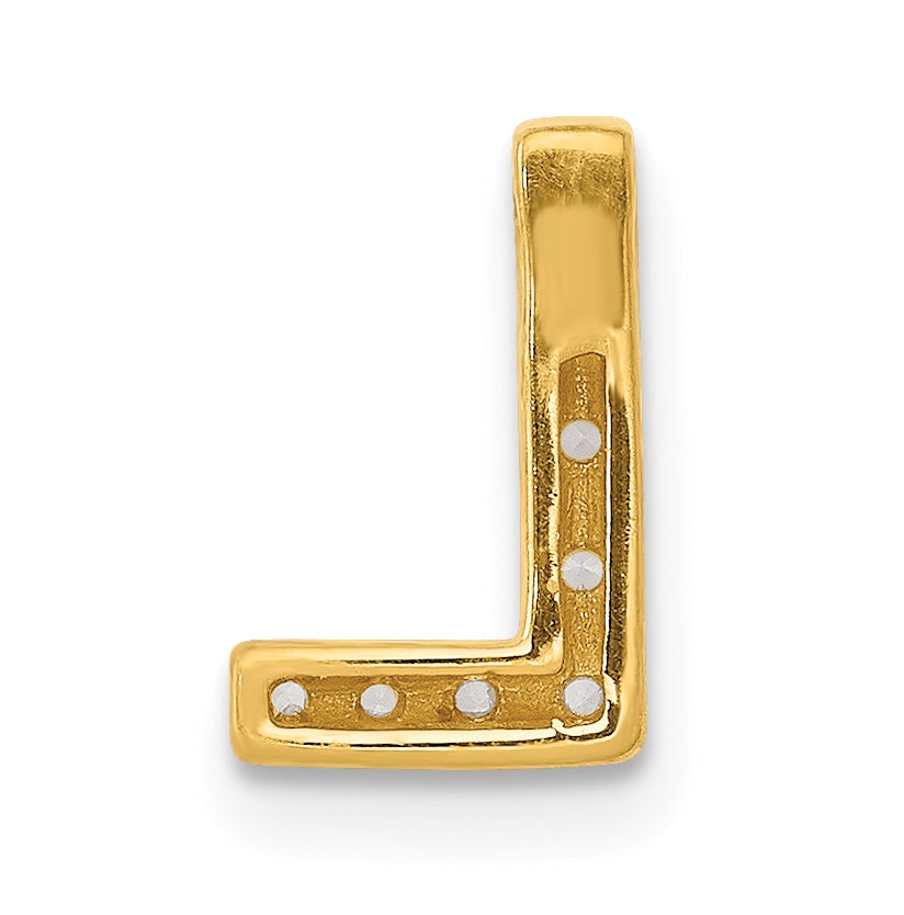 10K Yellow Gold  Diamond Letter L Initial Charm