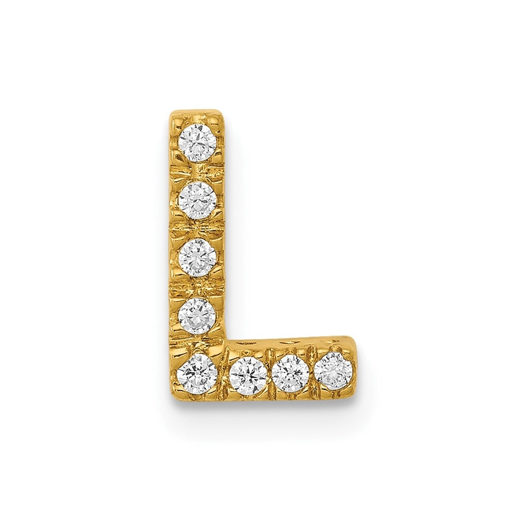 10K Yellow Gold  Diamond Letter L Initial Charm