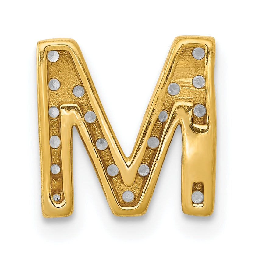 10K Yellow Gold  Diamond Letter M Initial Charm