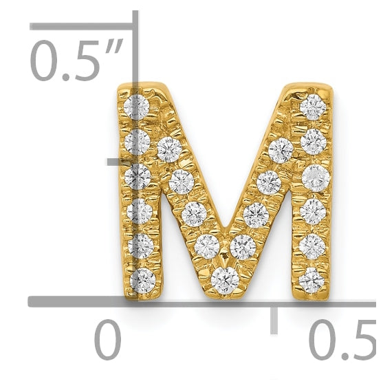 10K Yellow Gold  Diamond Letter M Initial Charm
