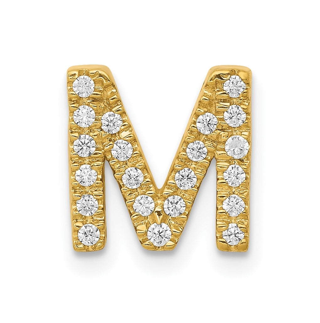 10K Yellow Gold  Diamond Letter M Initial Charm
