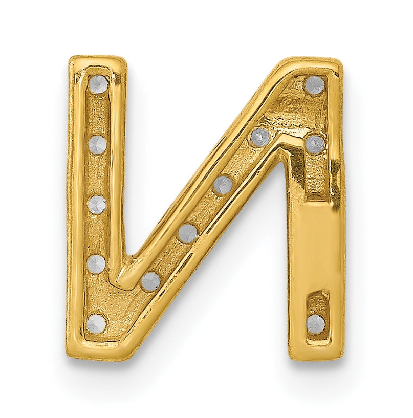 10K Yellow Gold  Diamond Letter N Initial Charm