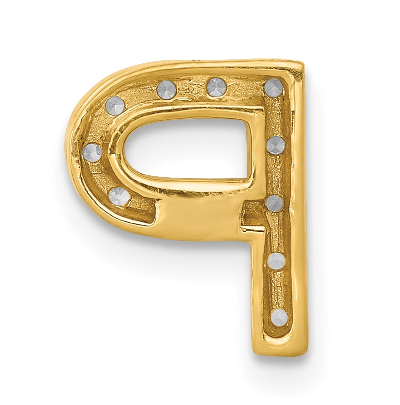 10K Yellow Gold  Diamond Letter P Initial Charm