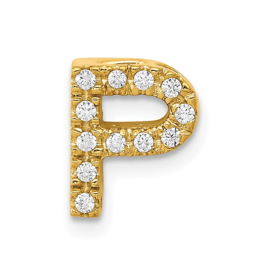 10K Yellow Gold  Diamond Letter P Initial Charm