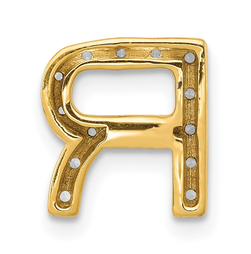 10K Yellow Gold  Diamond Letter R Initial Charm
