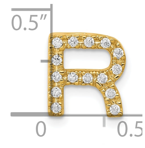 10K Yellow Gold  Diamond Letter R Initial Charm