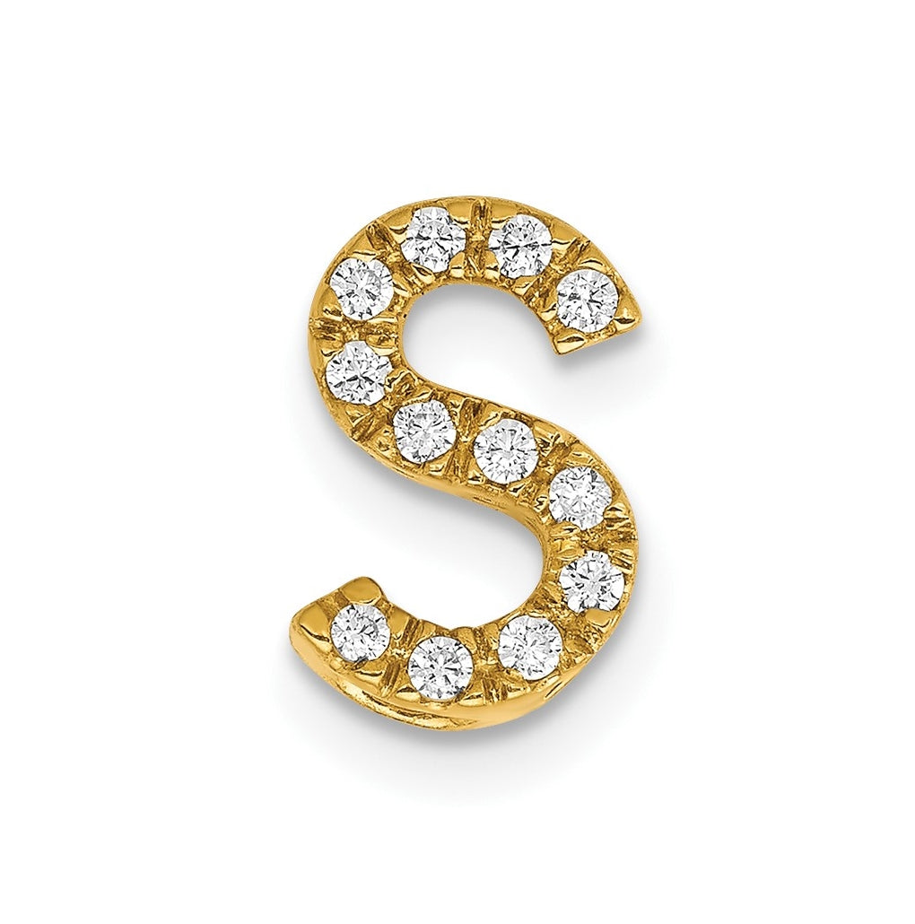 10K Yellow Gold  Diamond Letter S Initial Charm