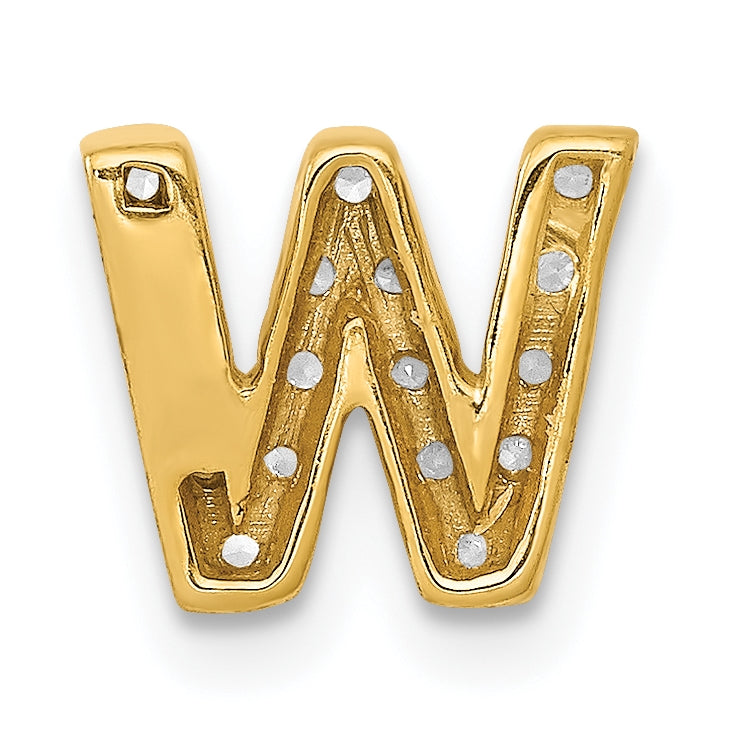 10K Yellow Gold  Diamond Letter W Initial Charm