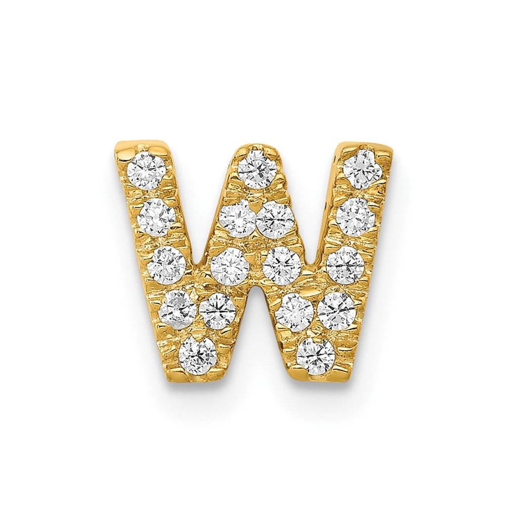 10K Yellow Gold  Diamond Letter W Initial Charm