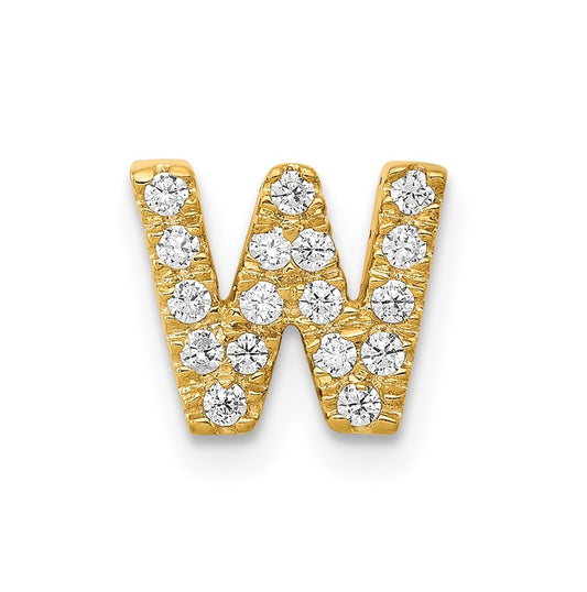 10K Yellow Gold  Diamond Letter W Initial Charm