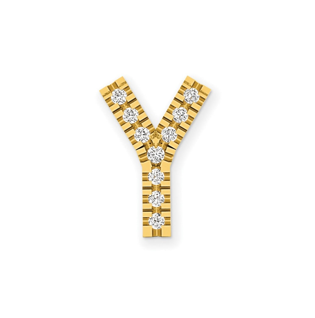 14K Yellow Gold Diamond Initial Y Charm