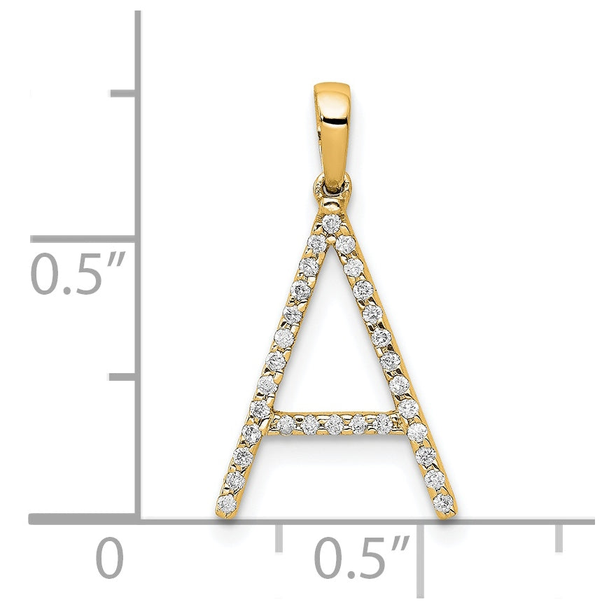14K Yellow Gold Diamond Letter A Initial Pendants