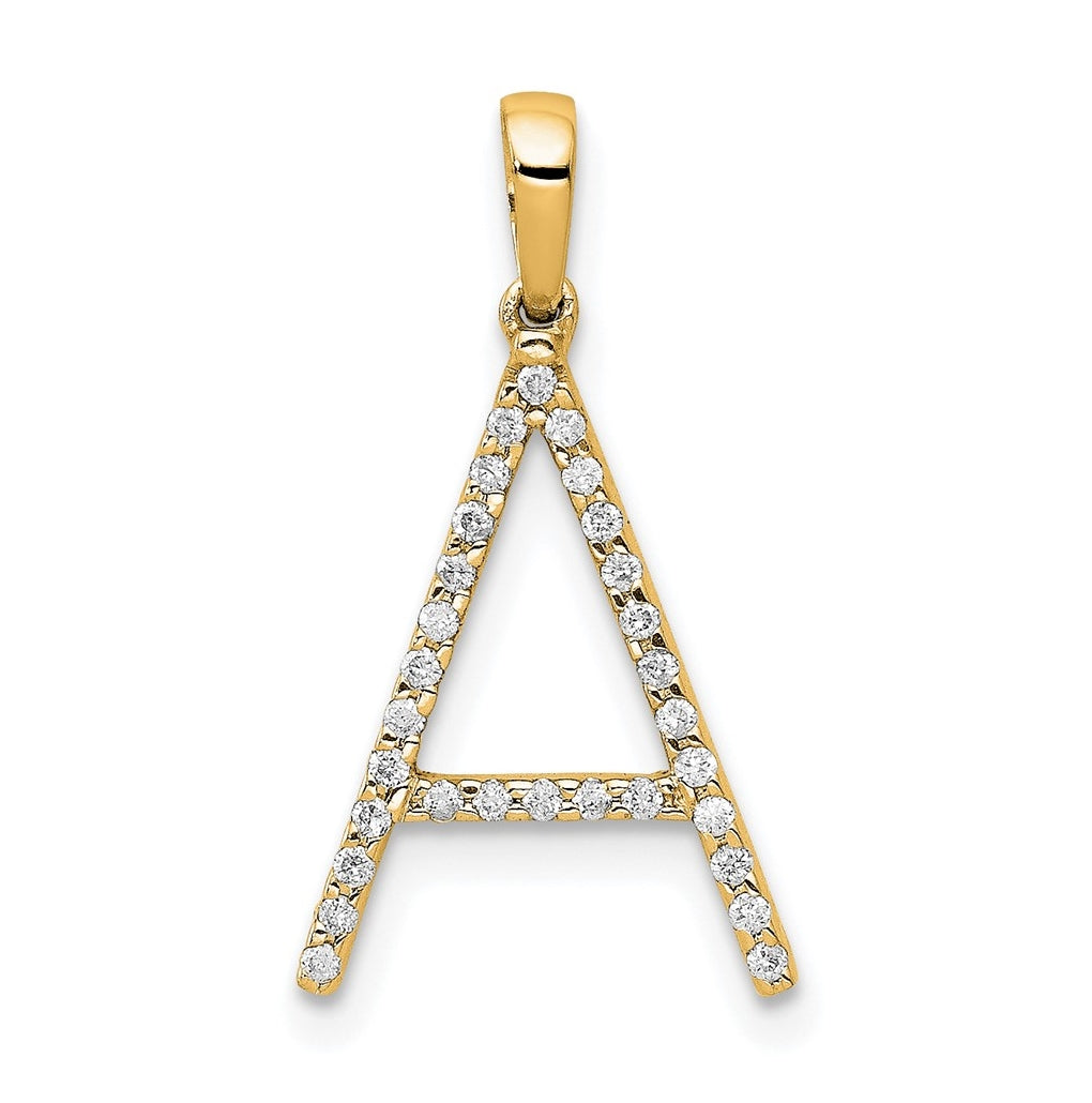 14K Yellow Gold Diamond Letter A Initial Pendants