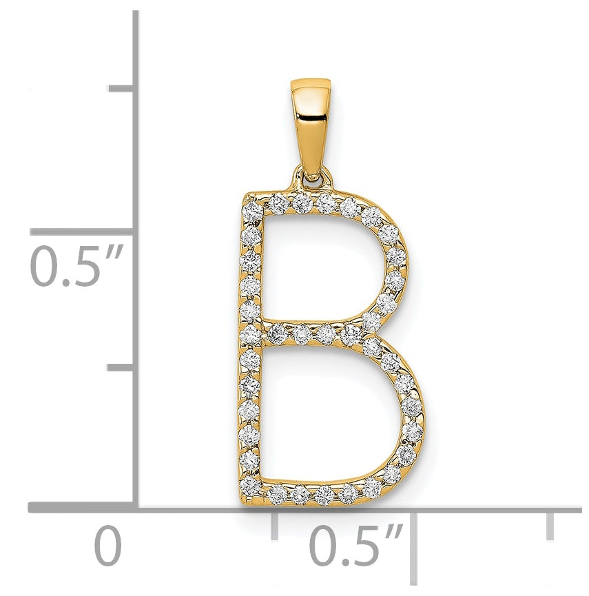 14K Yellow Gold Diamond Letter B Initial Pendants