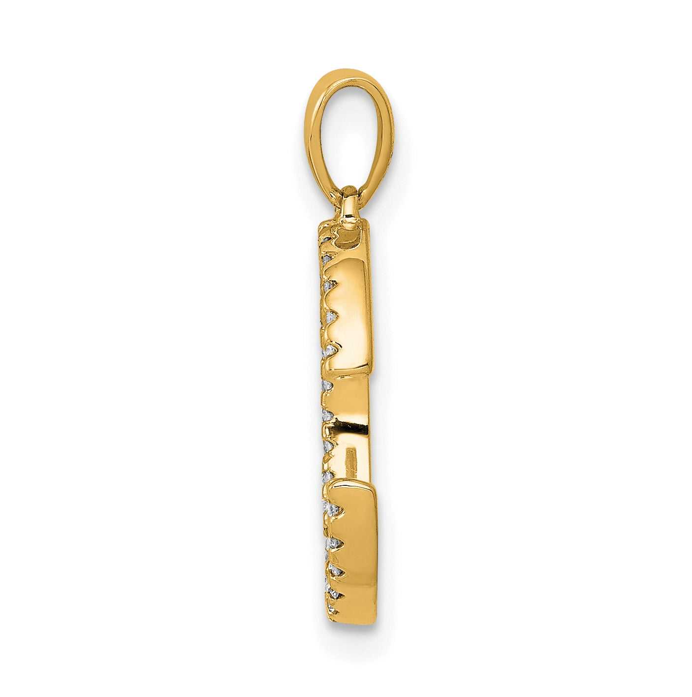 14K Yellow Gold Diamond Letter C Initial Pendants