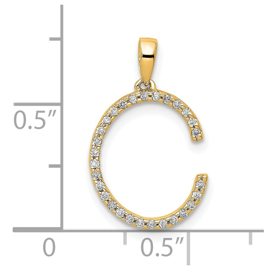 14K Yellow Gold Diamond Letter C Initial Pendants