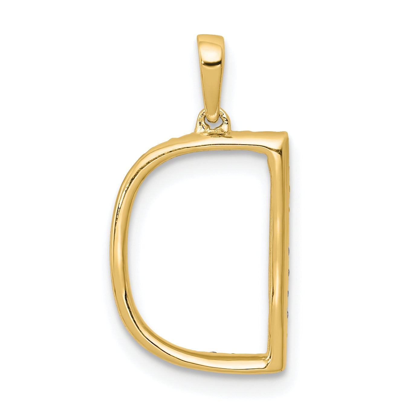 14K Yellow Gold Diamond Letter D Initial Pendants
