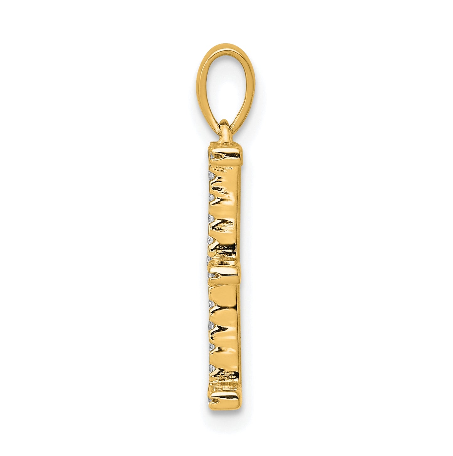 14K Yellow Gold Diamond Letter E Initial Pendants