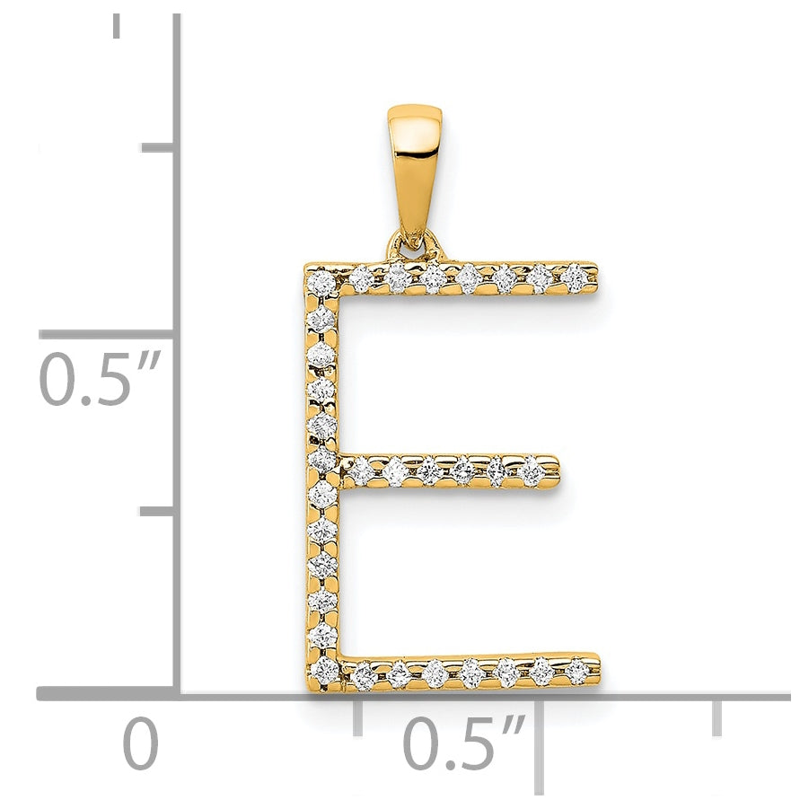 14K Yellow Gold Diamond Letter E Initial Pendants