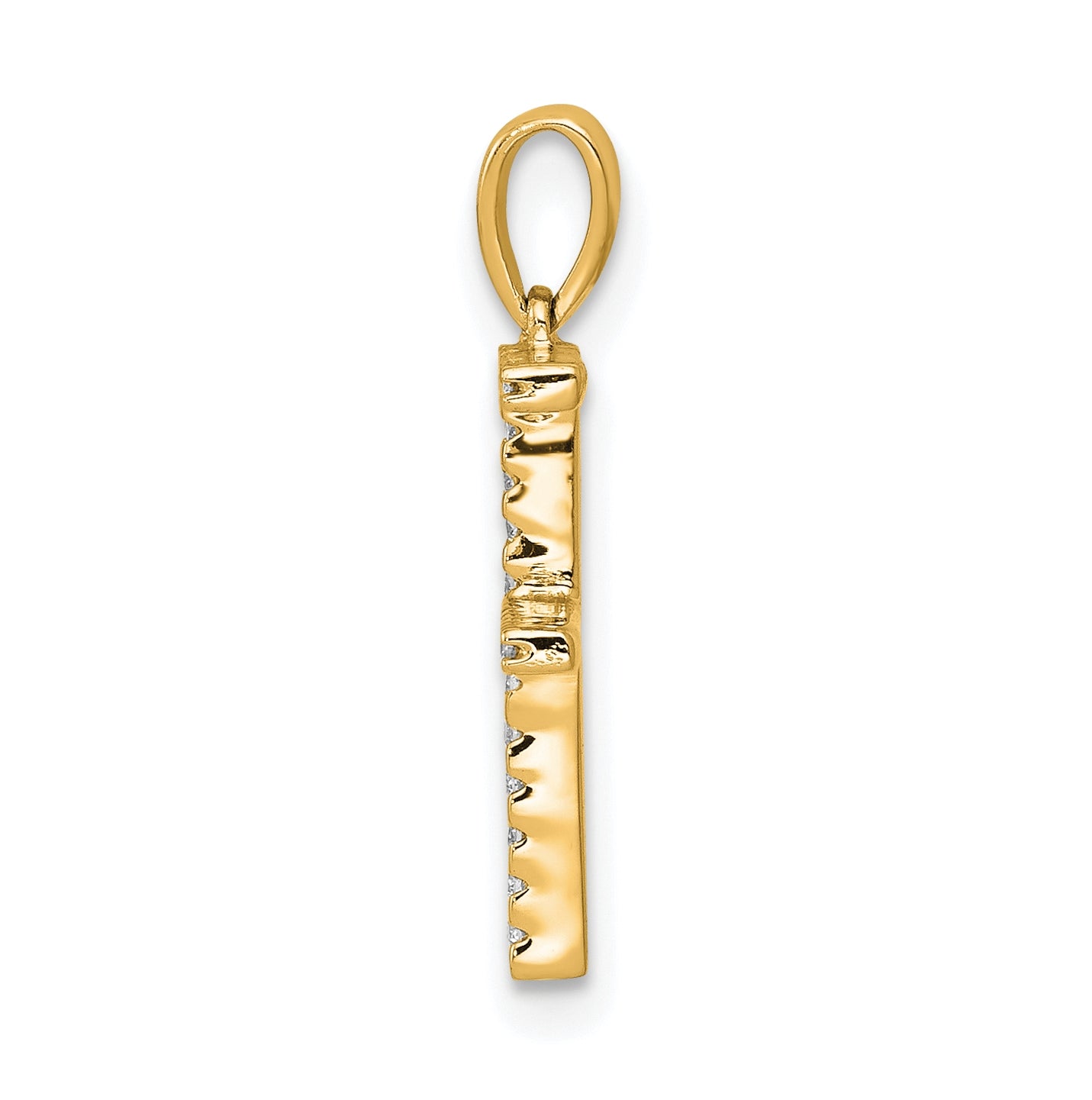 14K Yellow Gold Diamond Letter F Initial Pendants