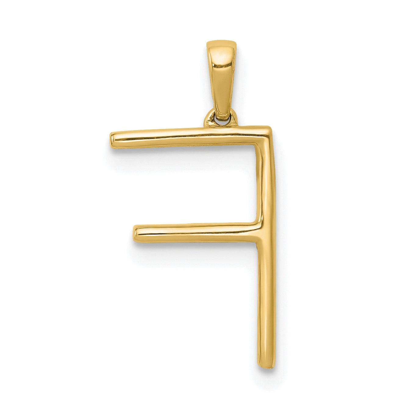 14K Yellow Gold Diamond Letter F Initial Pendants