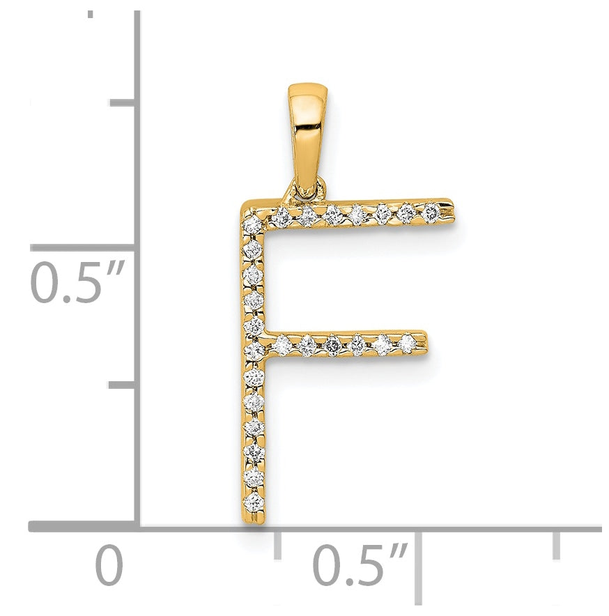 14K Yellow Gold Diamond Letter F Initial Pendants