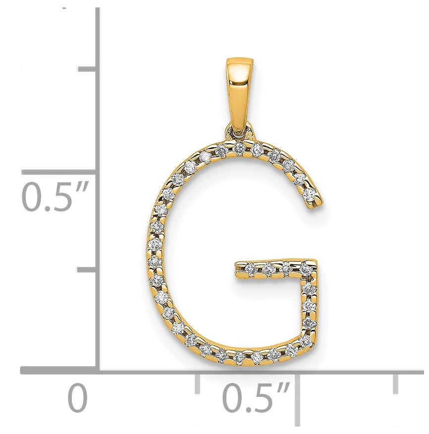 14K Yellow Gold Diamond Letter G Initial Pendants